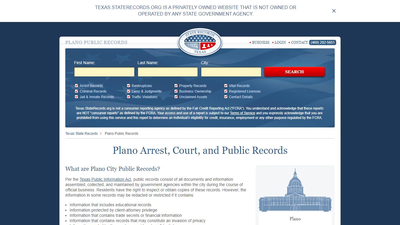 Plano Arrest and Public Records | Texas.StateRecords.org